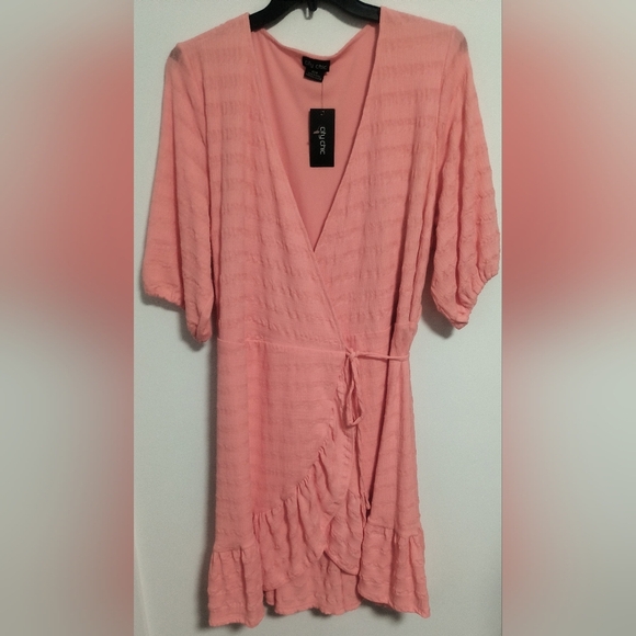 New Peach Ruffle Wrap Dress / Size 2X - Picture 3 of 12